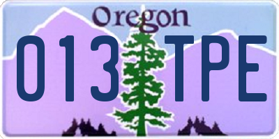 OR license plate 013TPE