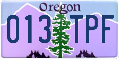 OR license plate 013TPF