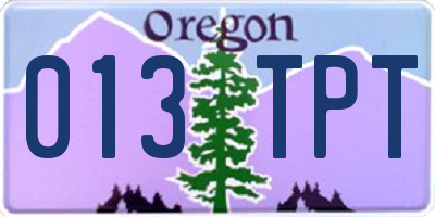 OR license plate 013TPT