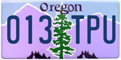 OR license plate 013TPU