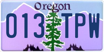 OR license plate 013TPW