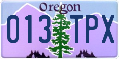 OR license plate 013TPX