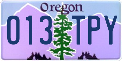 OR license plate 013TPY