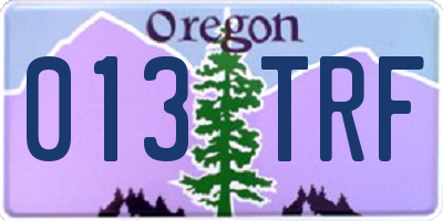 OR license plate 013TRF