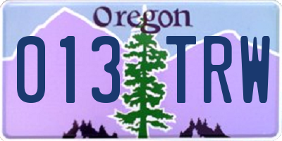 OR license plate 013TRW