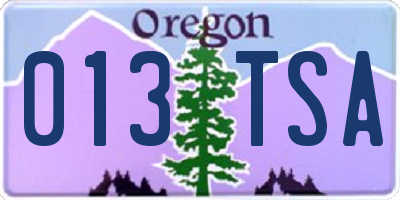 OR license plate 013TSA