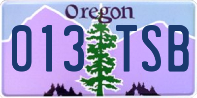 OR license plate 013TSB