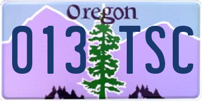 OR license plate 013TSC