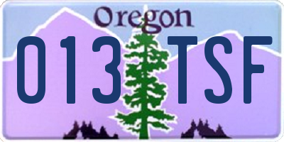 OR license plate 013TSF
