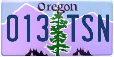 OR license plate 013TSN