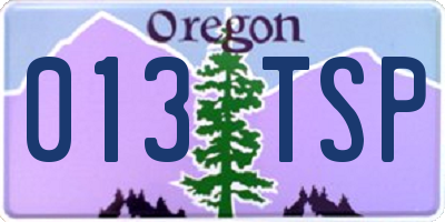 OR license plate 013TSP