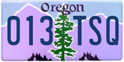OR license plate 013TSQ