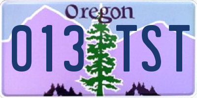 OR license plate 013TST