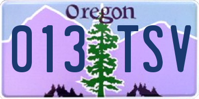 OR license plate 013TSV
