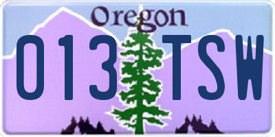 OR license plate 013TSW