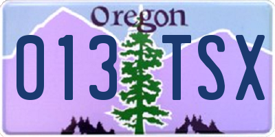 OR license plate 013TSX