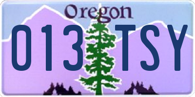 OR license plate 013TSY