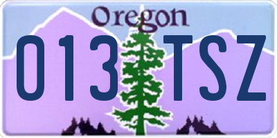 OR license plate 013TSZ