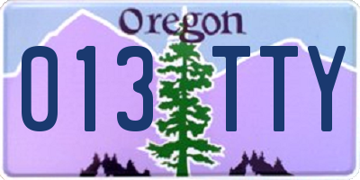 OR license plate 013TTY