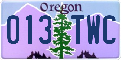 OR license plate 013TWC