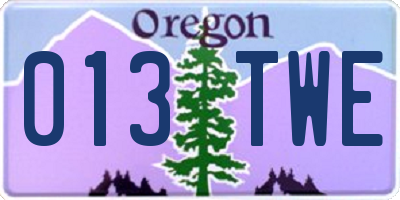 OR license plate 013TWE