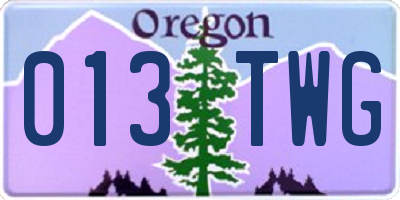OR license plate 013TWG