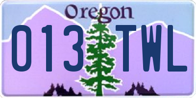 OR license plate 013TWL