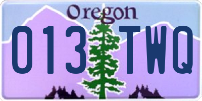 OR license plate 013TWQ