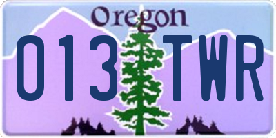 OR license plate 013TWR