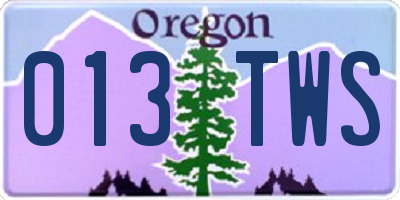 OR license plate 013TWS