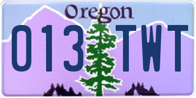 OR license plate 013TWT