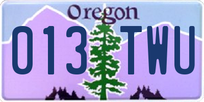 OR license plate 013TWU