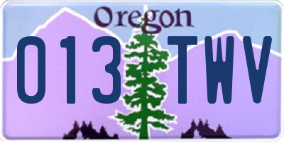 OR license plate 013TWV