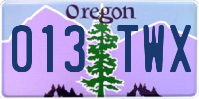 OR license plate 013TWX
