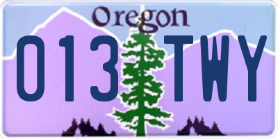 OR license plate 013TWY
