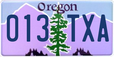 OR license plate 013TXA