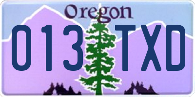 OR license plate 013TXD