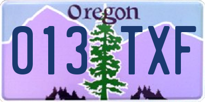 OR license plate 013TXF