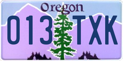 OR license plate 013TXK