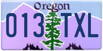 OR license plate 013TXL