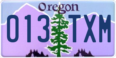 OR license plate 013TXM