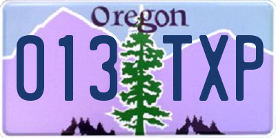 OR license plate 013TXP