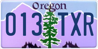 OR license plate 013TXR
