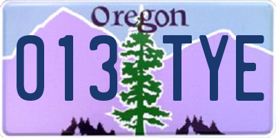 OR license plate 013TYE