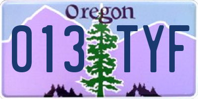 OR license plate 013TYF