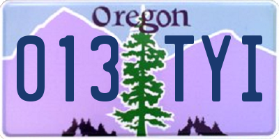 OR license plate 013TYI