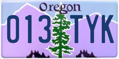 OR license plate 013TYK