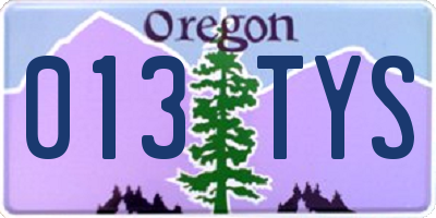 OR license plate 013TYS