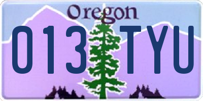 OR license plate 013TYU