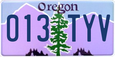 OR license plate 013TYV